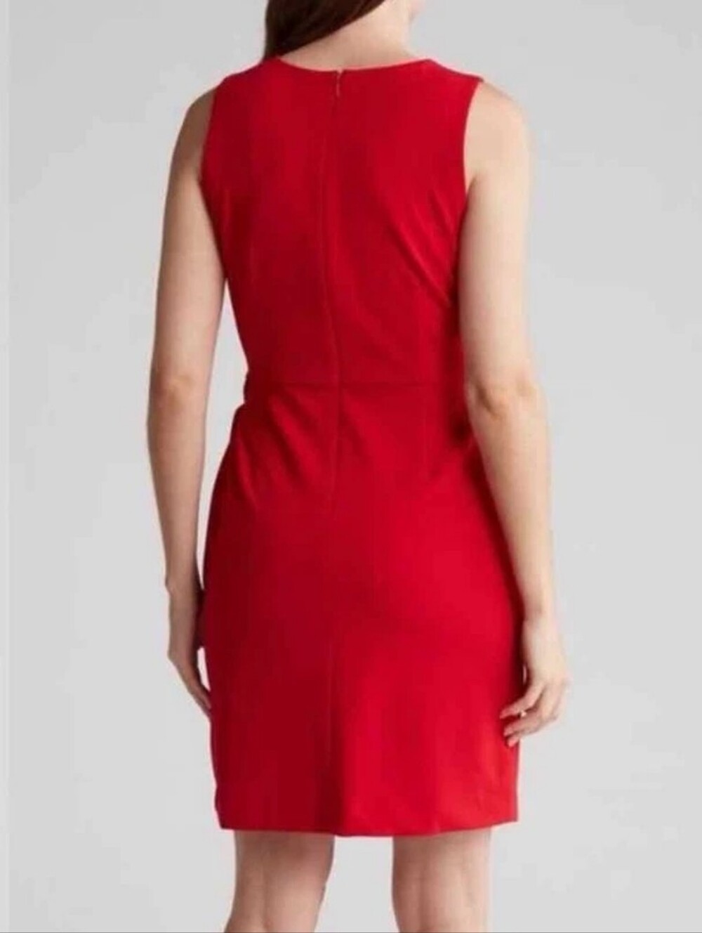 Tahari ASL Red Sleeveless Mini Dress with Side Ring Tie - Picture 2 of 8